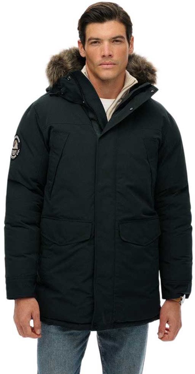 Superdry Everest Parka Jas Met Imitatiebont Heren Gewatteerde jassen Groen