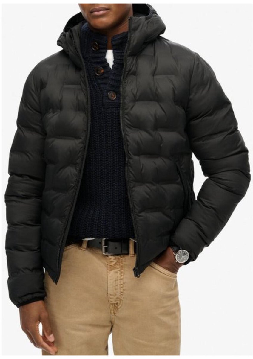 Superdry Gewatteerde pufferjas met capuchon Heren Gewatteerde jassen Zwart