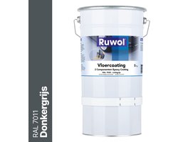Ruwol 2K Epoxy Vloercoating Donkergrijs (RAL 7011) 5 kg - Vloerverf - 3 populaire kleuren - Garagevloer Coating - Slijtvast, naadloos en vloeistofdicht - Eenvoudig Schoon te maken - 2 componenten verf