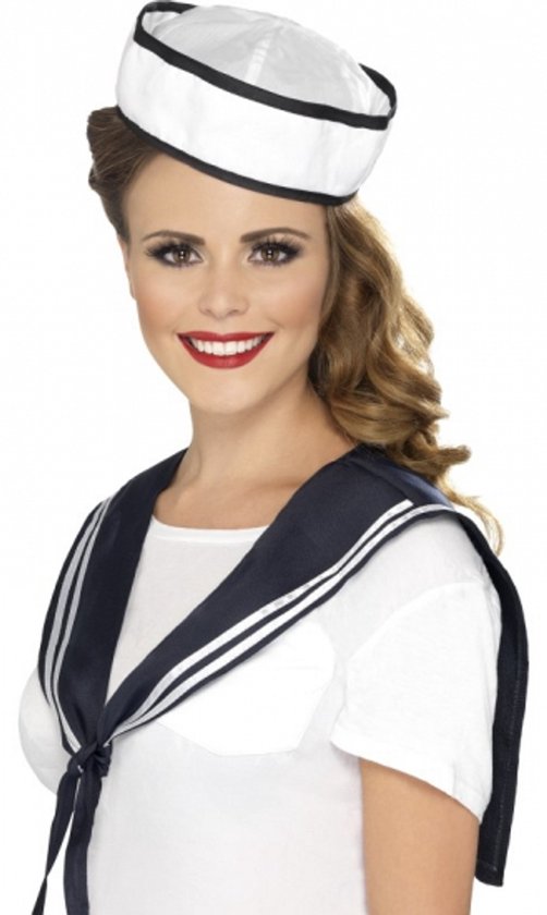 Matroos / matrozen carnaval verkleed setje - 3x stuks - wit/navy - Verkleedkleding dames/heren