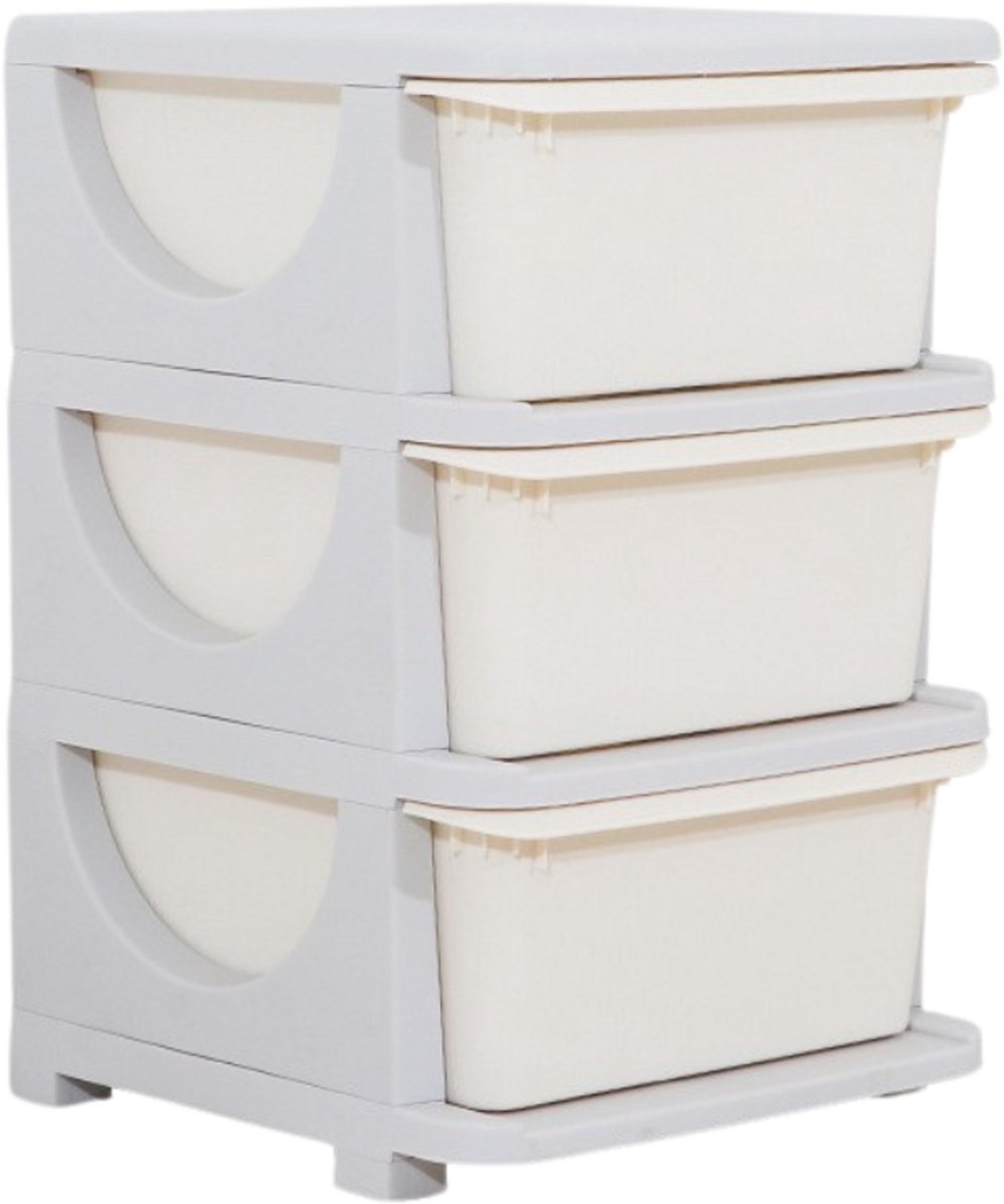 Livista Opbergboxen – 3 Ruime Lades – Voor Speelgoed en Kleding – Anti-Uitval Systeem – Veilig & Duurzaam – 56x37x37.5 cm – Beige/Grijs