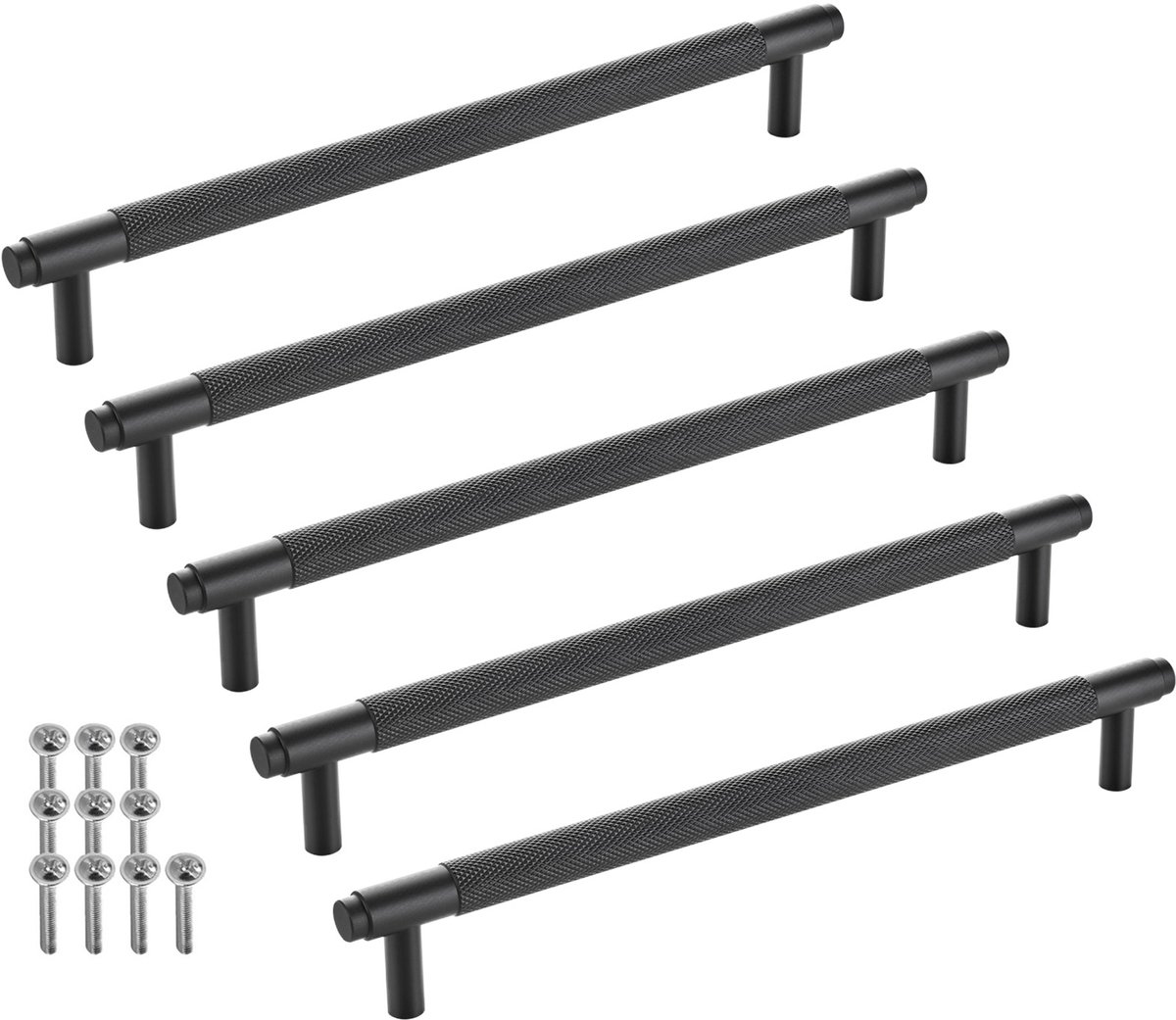 SOTECH verpakking van 5 meubelgrepen BLACKLINE VIII BA 224 mm mat zwart (lengte 256 mm, diameter 14 mm, hoogte 35 mm) designgreep van aluminium