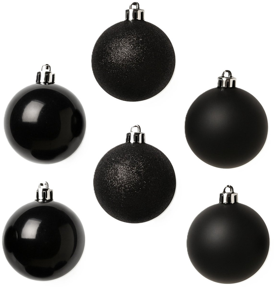 Cosy&Trendy Kerstballen Ø 8 cm - Zwart assorti - Set-6