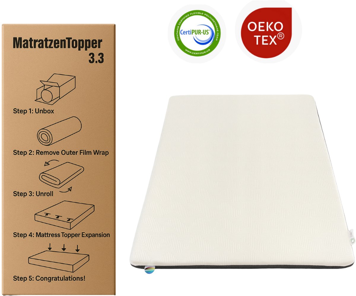Topper Matras 180x200 - 6 cm Matrastopper - schuimplaat - middelhard - Topper