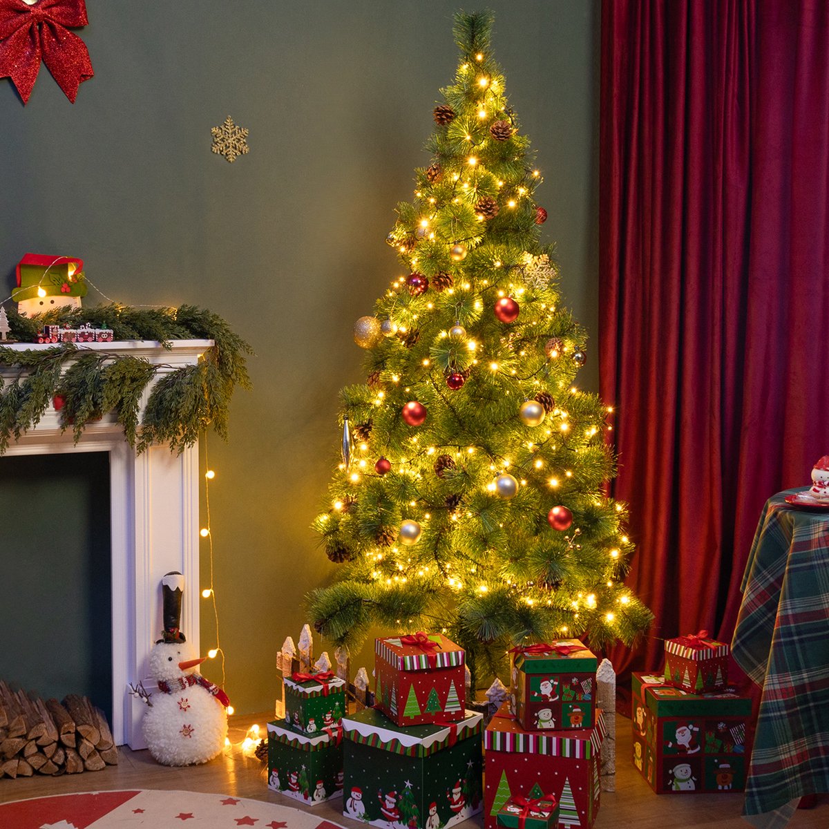 Aigostar 10BZQ - Kunstkerstboom met LED Verlichting - Kerstboom - 180 CM - 300 LED-licht - Kerstboom - Metalen standaard - Groene – foto 7