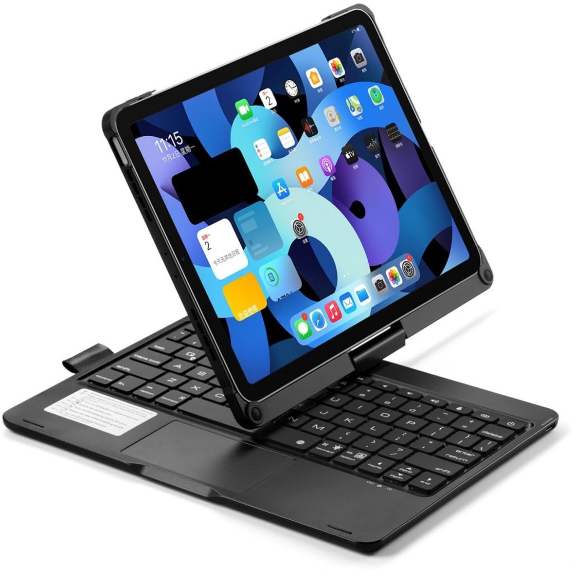 Namajunas - Tablet toetsenbord - Toetsenbordhoes geschikt voor iPad Air 11-inch (M3 2025 / M2 2024) Ipad Air 4/5 10.9 & Pro 11 (2018-2022) - 7-kleuren achtergrondverlichting - Multi-Touch Trackpad - Penhouder - Case - Zwart