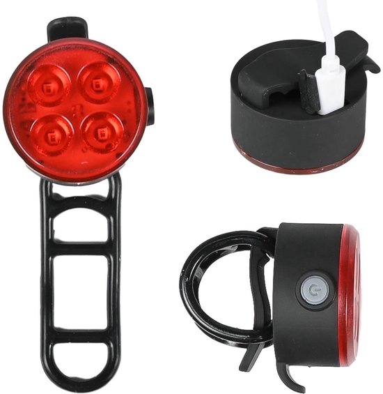 Benson Fietslamp - 2x - rood achterlicht - LED - USB oplaadbaar - inclusief clip en kabel — afbeelding 2