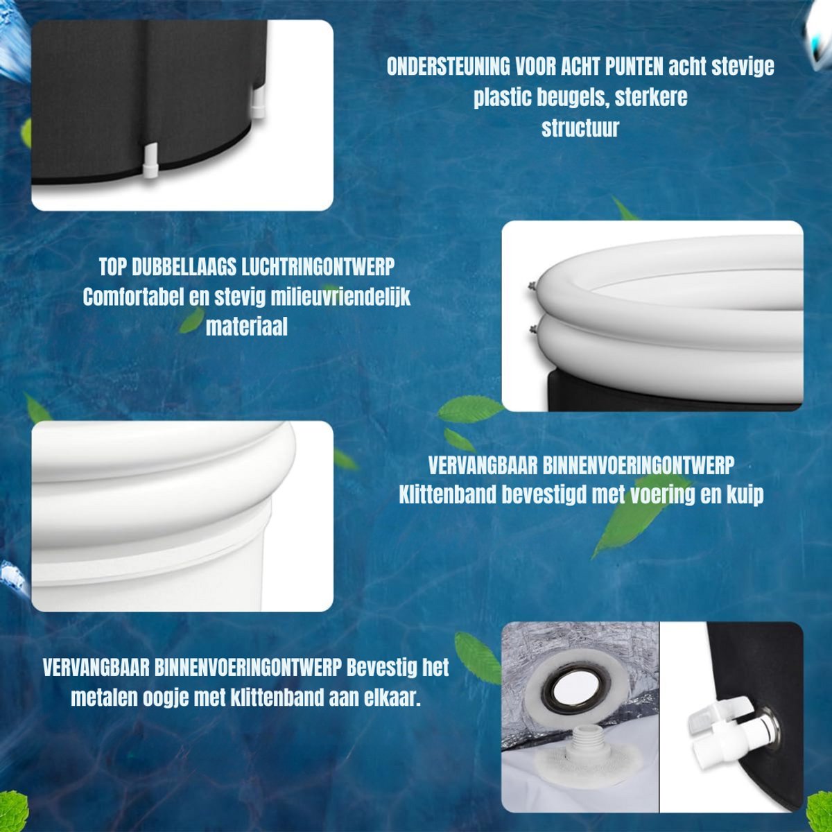 SCH® Opblaasbare Jacuzzi Zwart 90cm x 25cm x 85cm - afbeelding 3