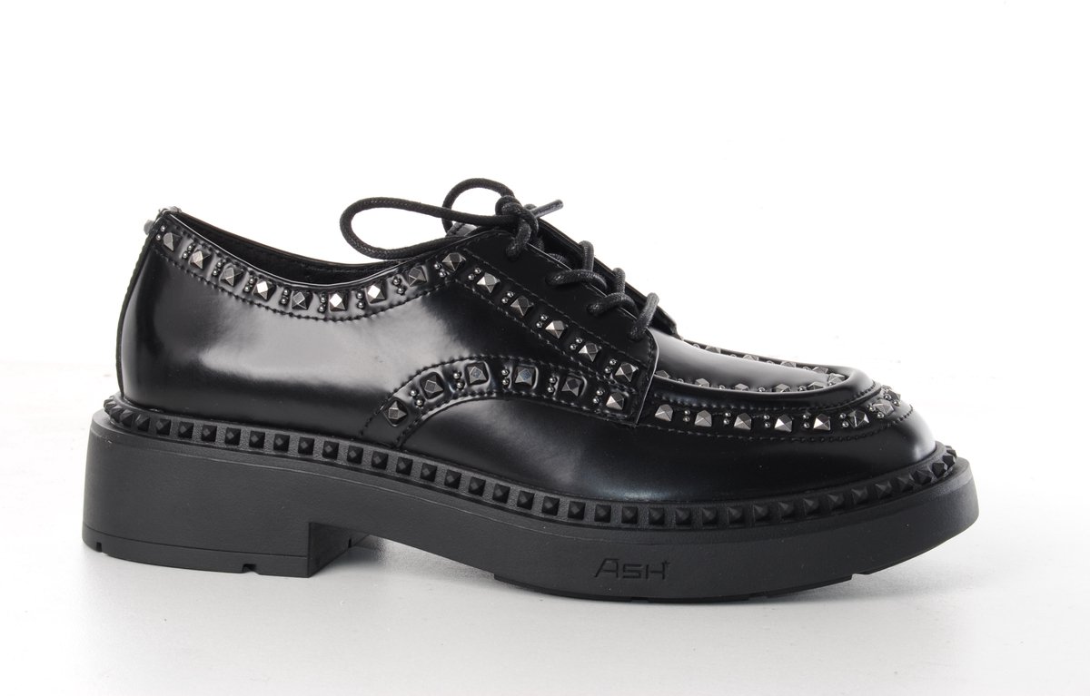 Ash Italia dames veterschoen Max gepolierd leder zwart