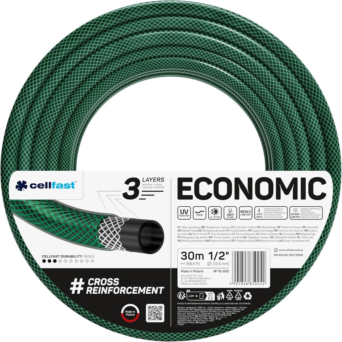 Flexibele 3-laagse Tuinslang - UV-bestendig, 30m, Groen