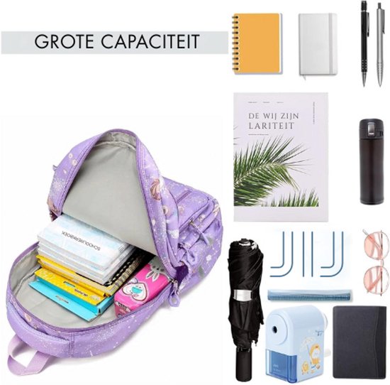 Baagl Schooltas voor jongens en meisjes, 3-delige set - Zippy schooltas voor de 1e klas - basisschool rugzak tornister met borstriem - ergonomische schoolrugzak, dolfijn, 28x37x17 cm