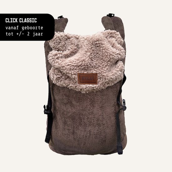 ByKay Draagzak Click Carrier Classic - Ergonomische Draagzak Baby van broekmaat 62/68 tot +/- 2 jaar - Comfortabel & Snel met Click & Go - voor Buik, Heup en Rug - Ribbed Velvet Chocolate Brown Winter