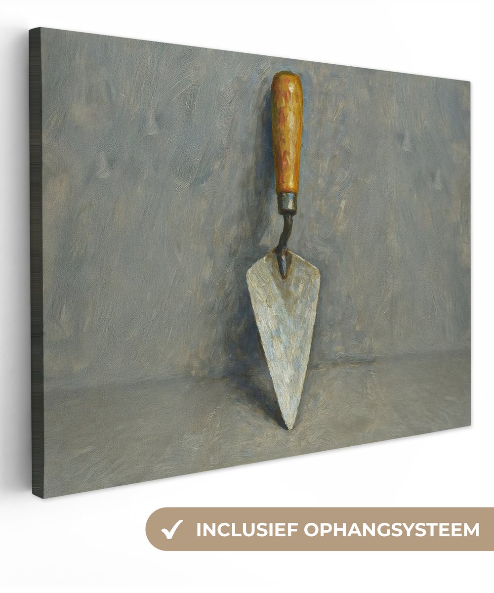 Canvas schilderij 80x60 cm - Exclusieve wanddecoratie Troffel - Verf - Gereedschap - Muurdecoratie woonkamer - Slaapkamer decoratie - Kamer accessoires - Schilderijen op canvas