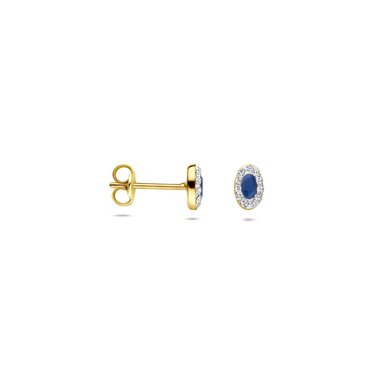 Lev Sieraden - Oorknoppen - synth. Swarovski en Saffier stenen - 5,5 mm - 14karaat Geelgouden oorknoppen - Oor piercings