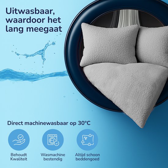 Decoware® Teddy Fleece Dekbedovertrek - Grijs - Tweepersoons - 200x220 cm + 2 Kussenslopen 60x70 cm - Dubbelzijdig - Heerlijk Warm van Merkloos — afbeelding 2