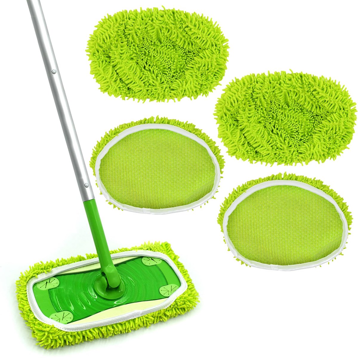 Ibenzoa® Set van vier herbruikbare microvezel vloerdoeken voor droog en nat gebruik