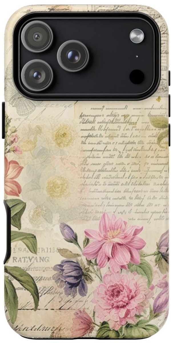Vintage Bloemen Collage – Telefoonhoesje Geschikt voor iPhone 17 Pro Max