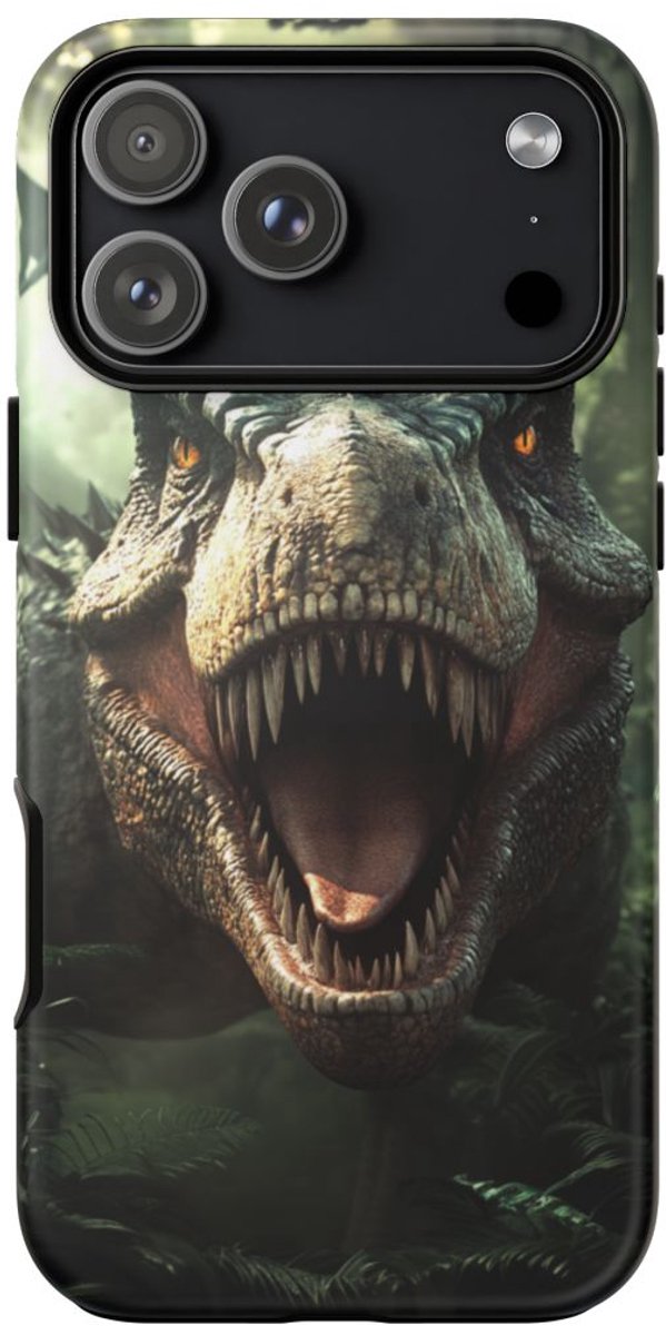Stoere Dinosaurus in de Jungle – Telefoonhoesje Geschikt voor iPhone 17 Pro Max