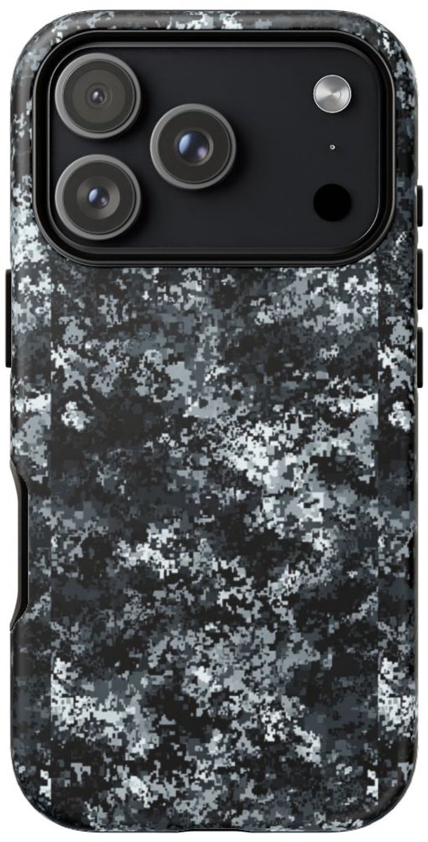 Digitale Grijze Camouflage – Mat Hoesje Geschikt voor iPhone 17 Pro