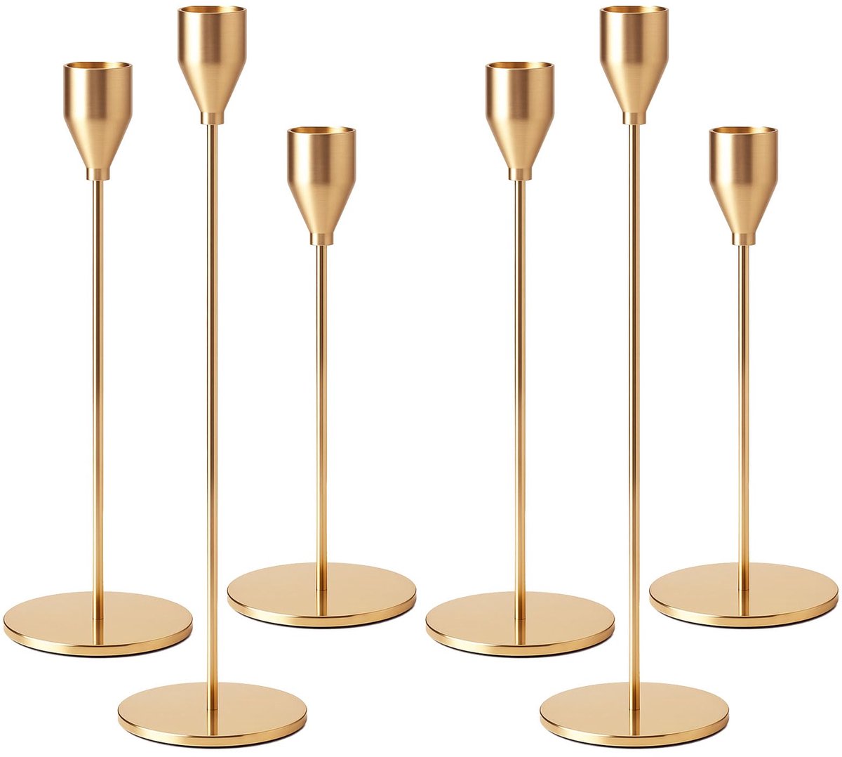 Ibenzoa Set van zes gouden kandelaren voor stijlvolle en romantische decoraties