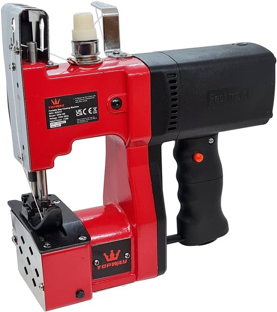 TOPWAY Draagbare naaimachine, 220 V, elektrisch, naaimachine, zak met 2 rollen garen, voor het naaien/verzegelen van stoffen zakken, rijst, leer, kunststof