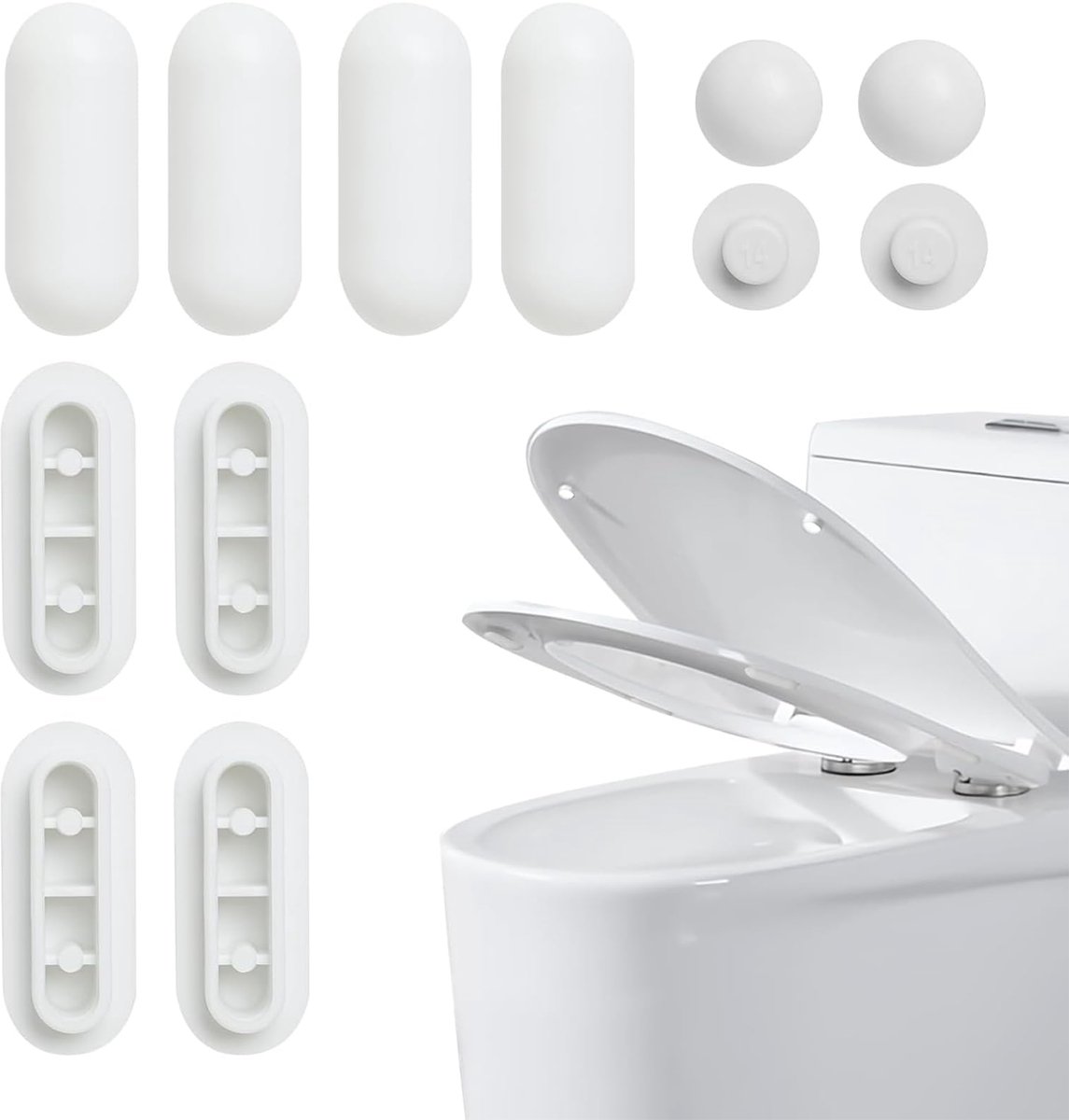 Image of 12 Pieces Toilet Seat Buffers,Toilet Seat Buffers,Toilet Seat Pouffe,Support Dolls,Rubber Buffers,Toilet Seat,Toilet Lid White,Toilet Seat Spare Parts,Toilet Lid Stopper for Toilet Seat and Lowerable