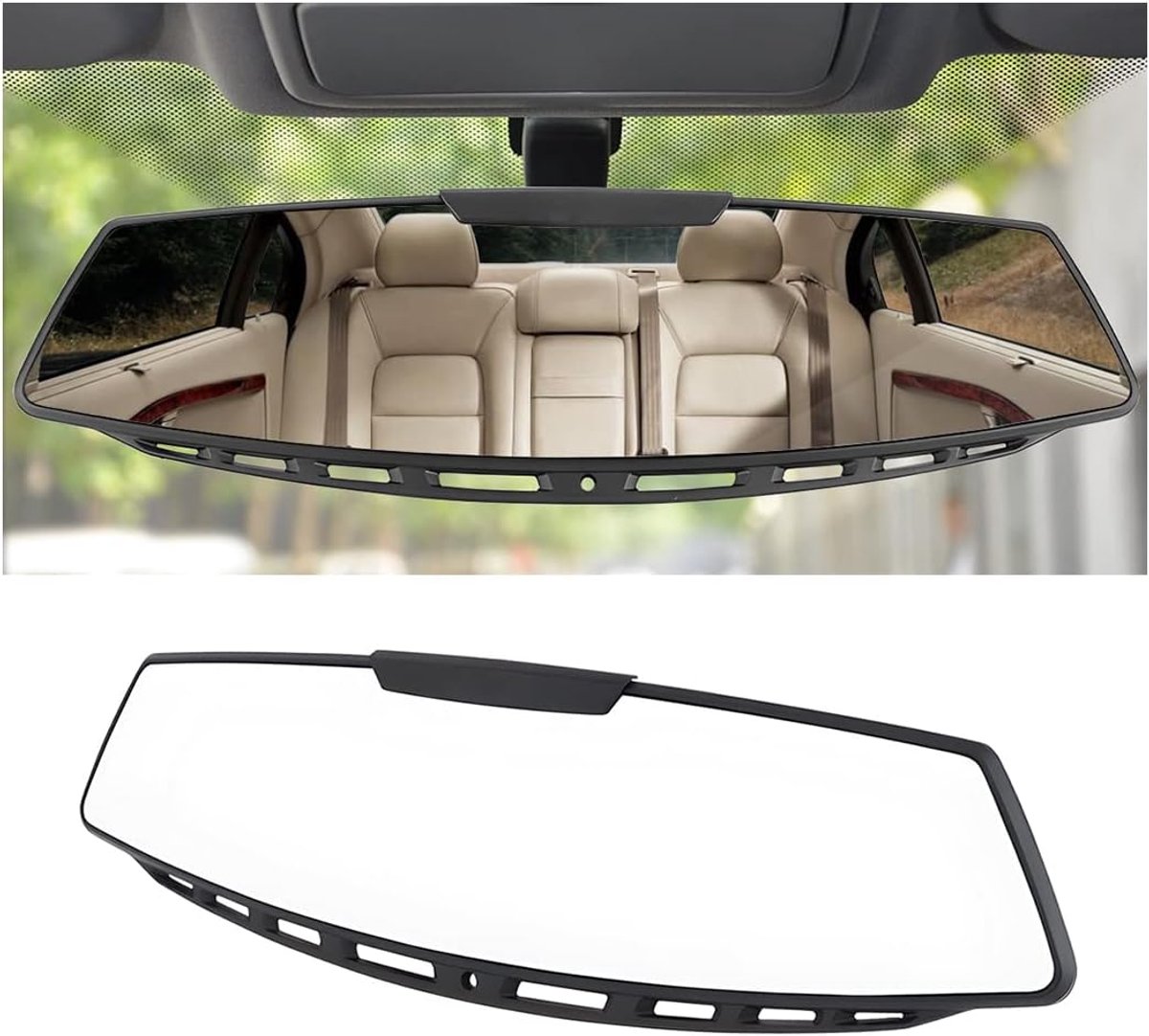 Image of Achteruitkijkspiegel auto - anti-verblindende binnenspiegel - grote zichtspiegel - opklikbare groothoekspiegel voor auto's - SUV's - vrachtwagens - wit