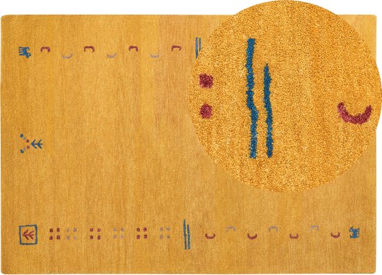 Beliani AKALAN - Tapis moderne - Jaune - Laine