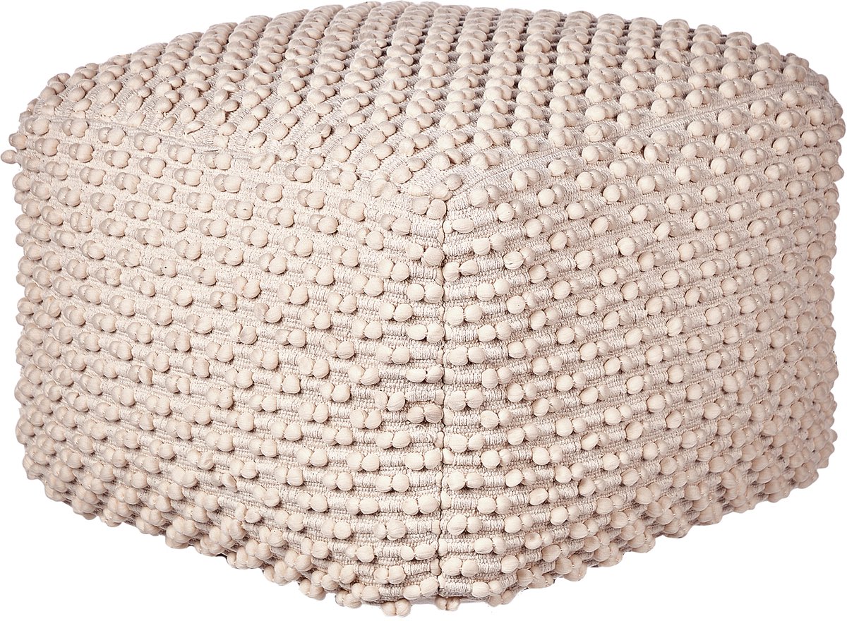 KINGRI - Poef - Taupe - 50 x 50 x 35 cm - Katoen/Polyester