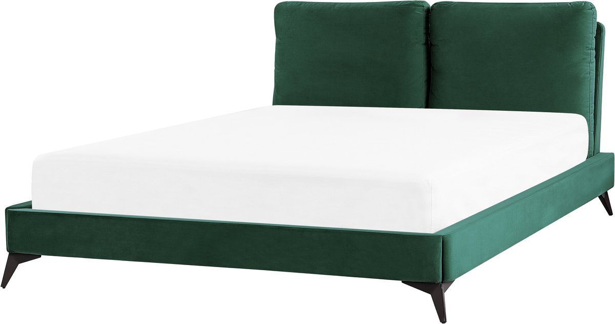 MELLE - Tweepersoonsbed - Smaragdgroen - 160 x 200 cm - Fluweel