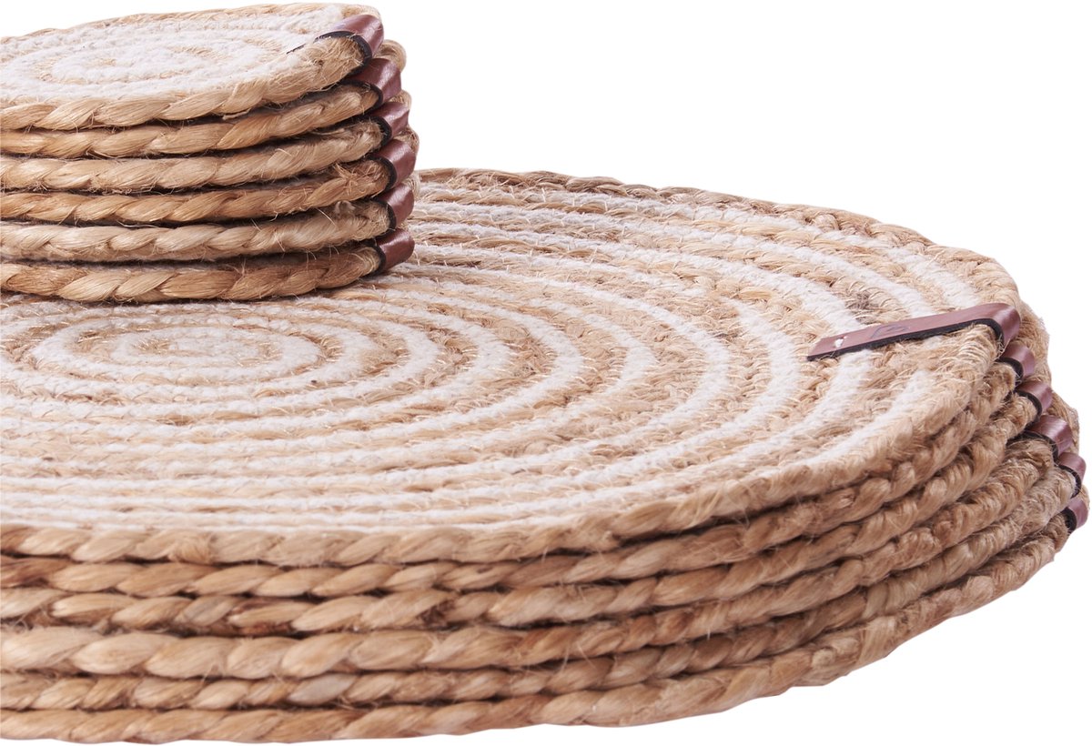 BELIANI QUININE - Set van 12 placemats en onderzetters - Natuurlijk - Jute