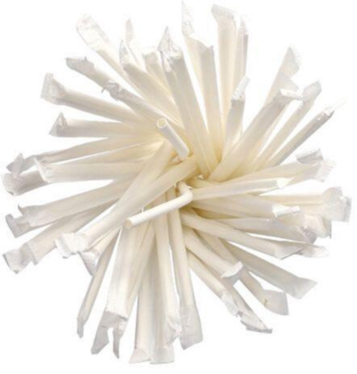 100 Drinkrietjes, flexibel, papier pure Ø 6 mm · 20 cm wit per stuk verpakt