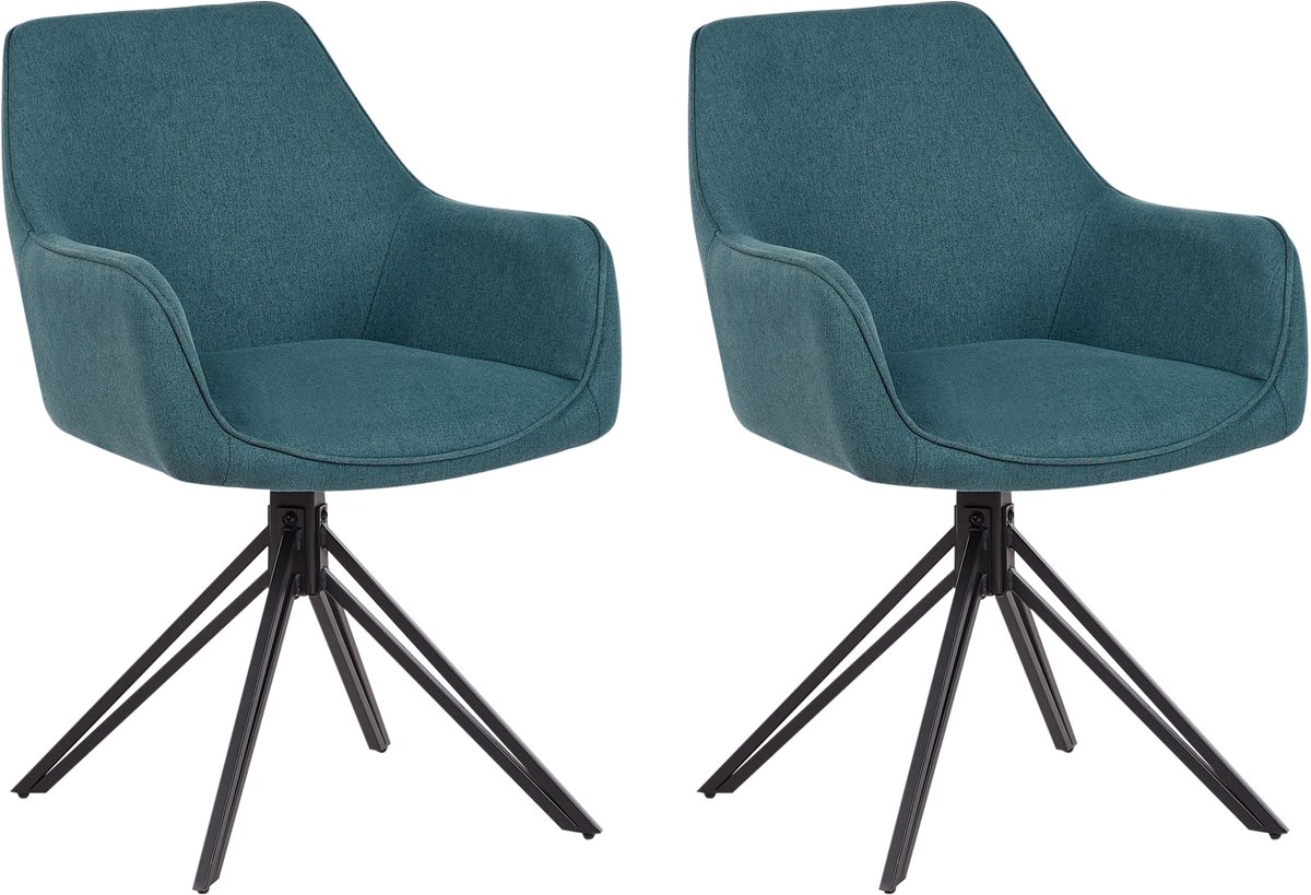 JODAR - Eetkamerstoel set van 2 - Groenblauw - Polyester