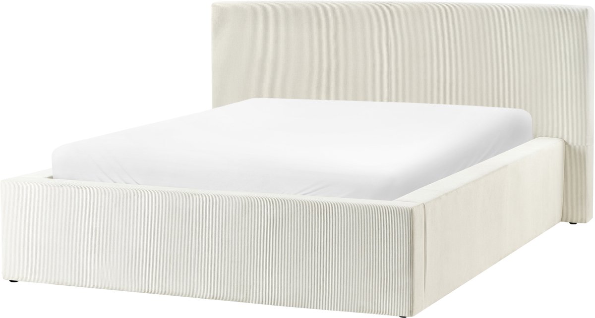 BELIANI LILLEBONNE - Bed met opbergruimte - Beige - 140 x 200 cm - Corduroy