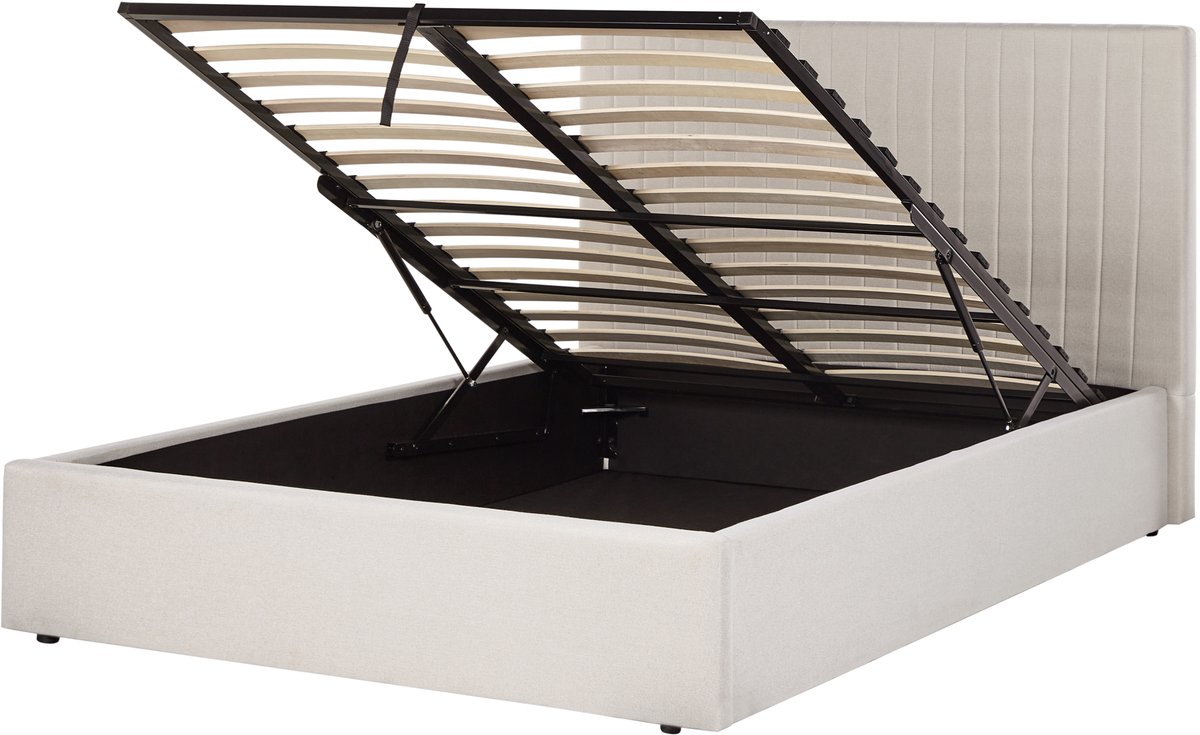 Beliani VION - Bed met opbergruimte - Beige - 140 x 200 cm - Polyester