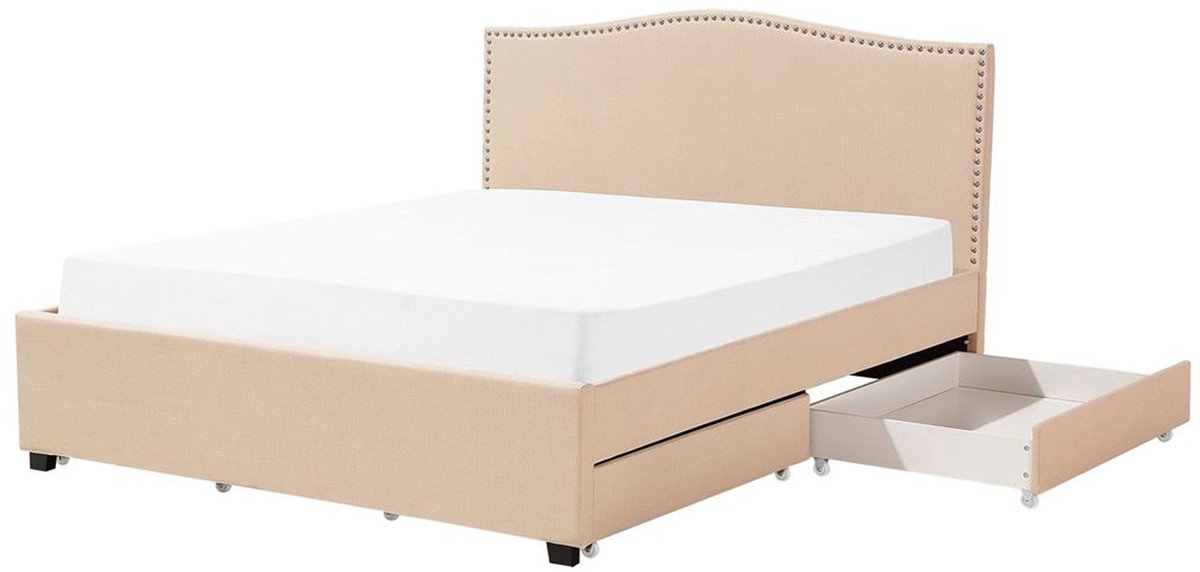 BELIANI MONTPELLIER - Bed met opbergruimte - Beige - 160 x 200 cm - Polyester