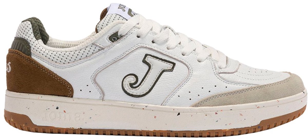 Beige en witte Joma Flexys schoenen voor mannen, EU 40, met een casual sneakerontwerp en historische zaalvoetbalschoen ele...