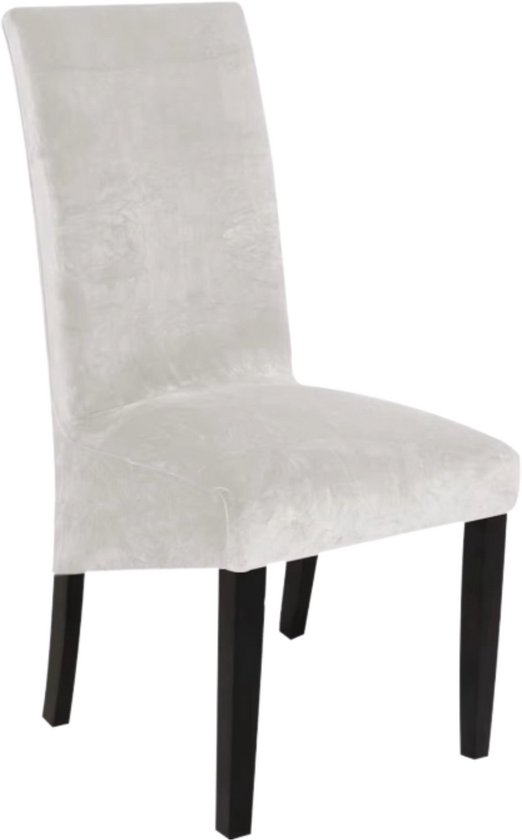 Hilvard Stoelhoes - Stoelhoezen eetkamerstoelen - Velvet - Stretch - Ivoor - XL-formaat