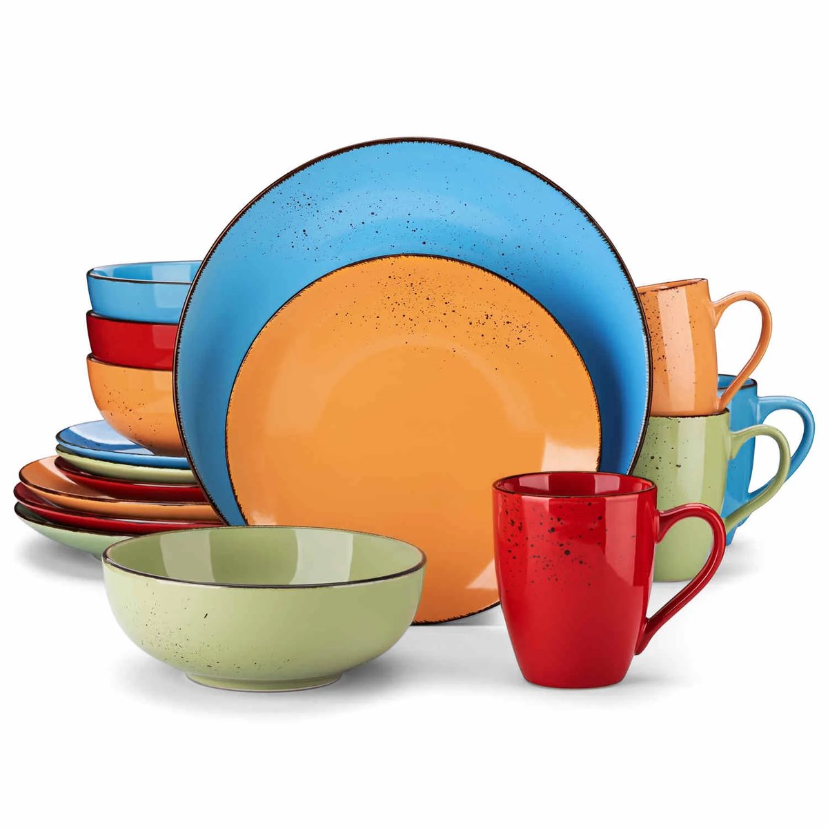 Luxe Serviesset – 16 delig – 4 persoons – Steengoed - Bordenset – Dinner platen – Dessertborden - Kommen - Mokken - Tropical