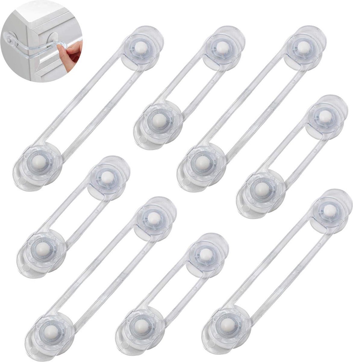 Kinderslot Kastjes - 8 Stuks - Ladeslot - Kastslot - Baby Veiligheid - Kast Beveiliging Baby - Zelfklevend 3m - Voor Baby Veiligheid - Geen Boor Of Schroeven - Voor Kast, Deur En Lade