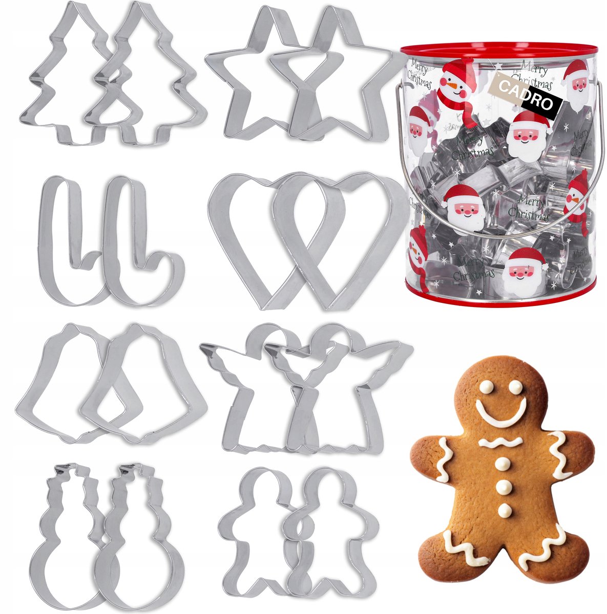 Kerstkoekjes uitsteekvormpjes metaal 16 stuks, 7 cm