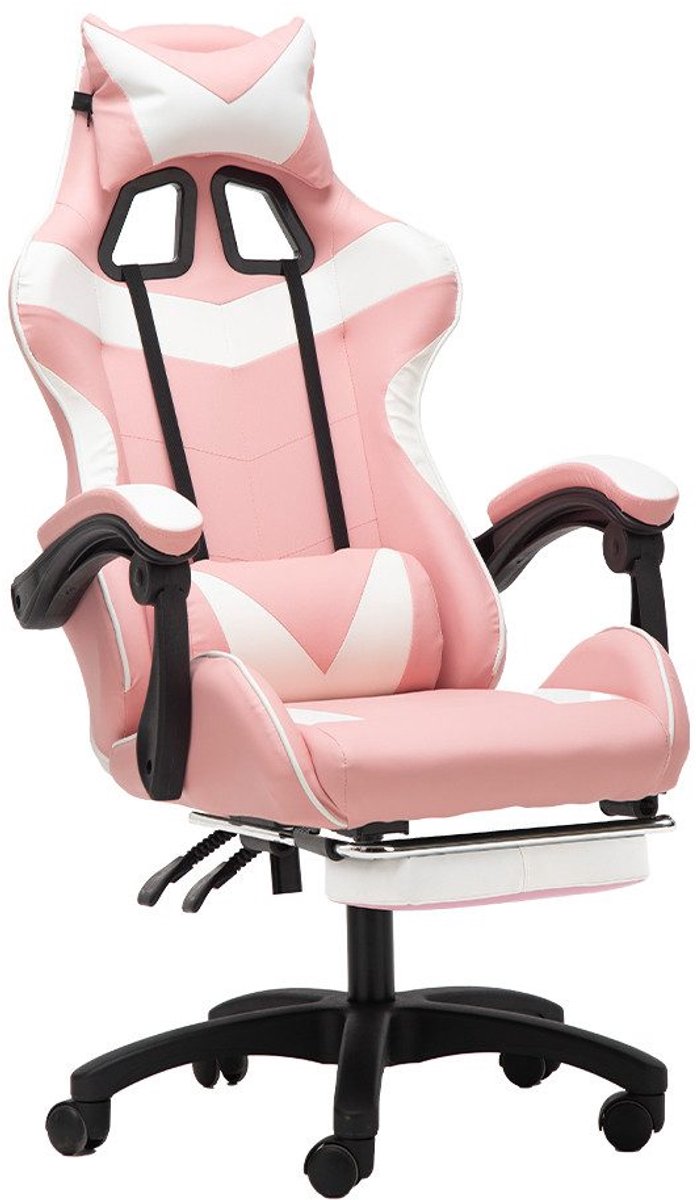 GOTAGEE Ergonomische Gamingstoel Met Lendensteun Wit-Roze - afbeelding 2