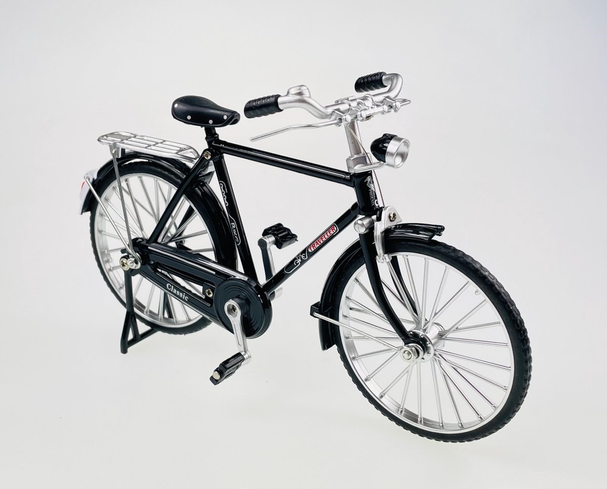 Retro Fietsmodel Zwart Metaal 1:10 - 17cm