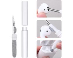 3-in-1 Schoonmaakpen - Multifunctionele Reinigingsset met Tas - Veilig voor Alle Bluetooth Oordopjes - Onderhoudsset - Wit