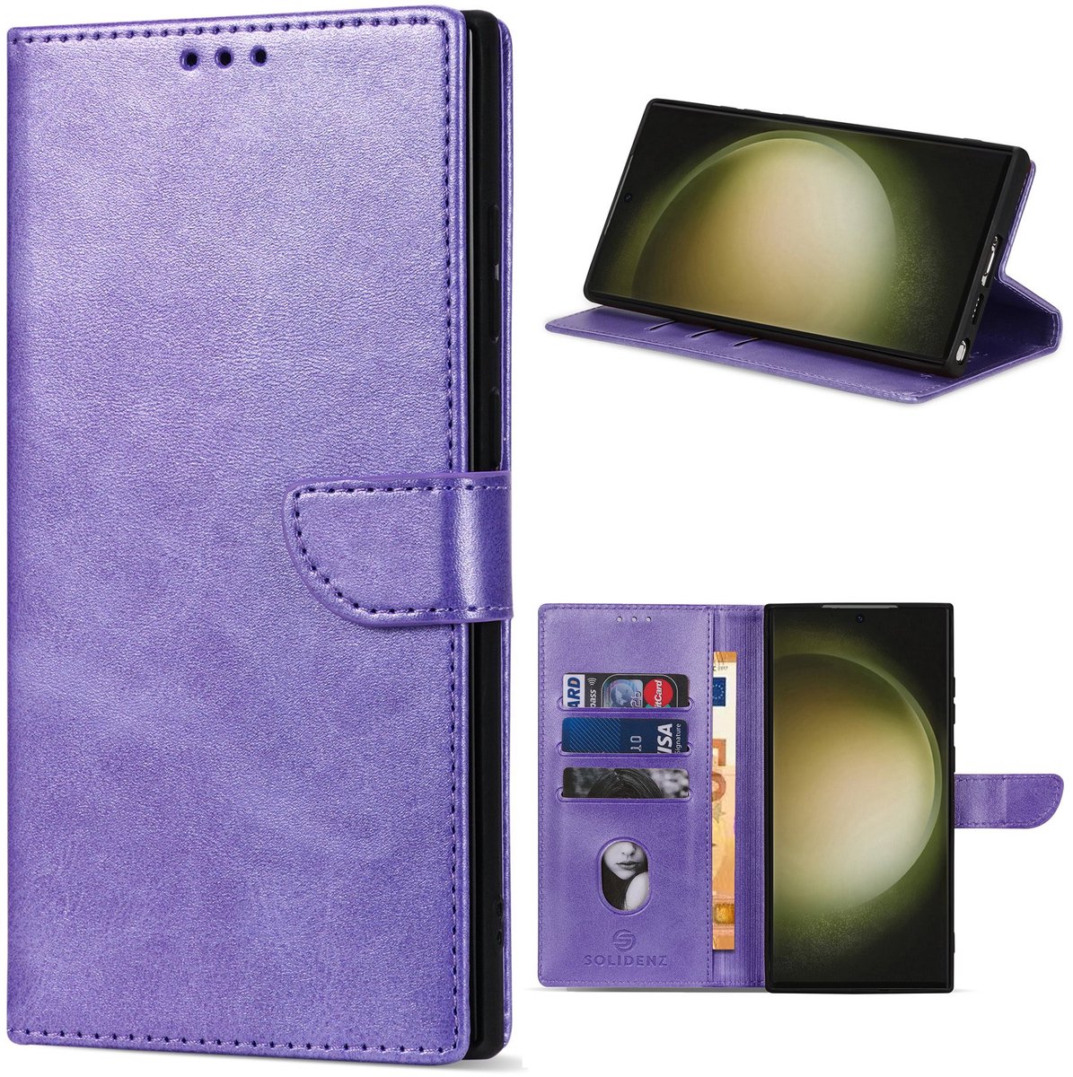Solidenz hoesje - Geschikt voor Samsung Galaxy S25 Ultra - Bookcase - Paars