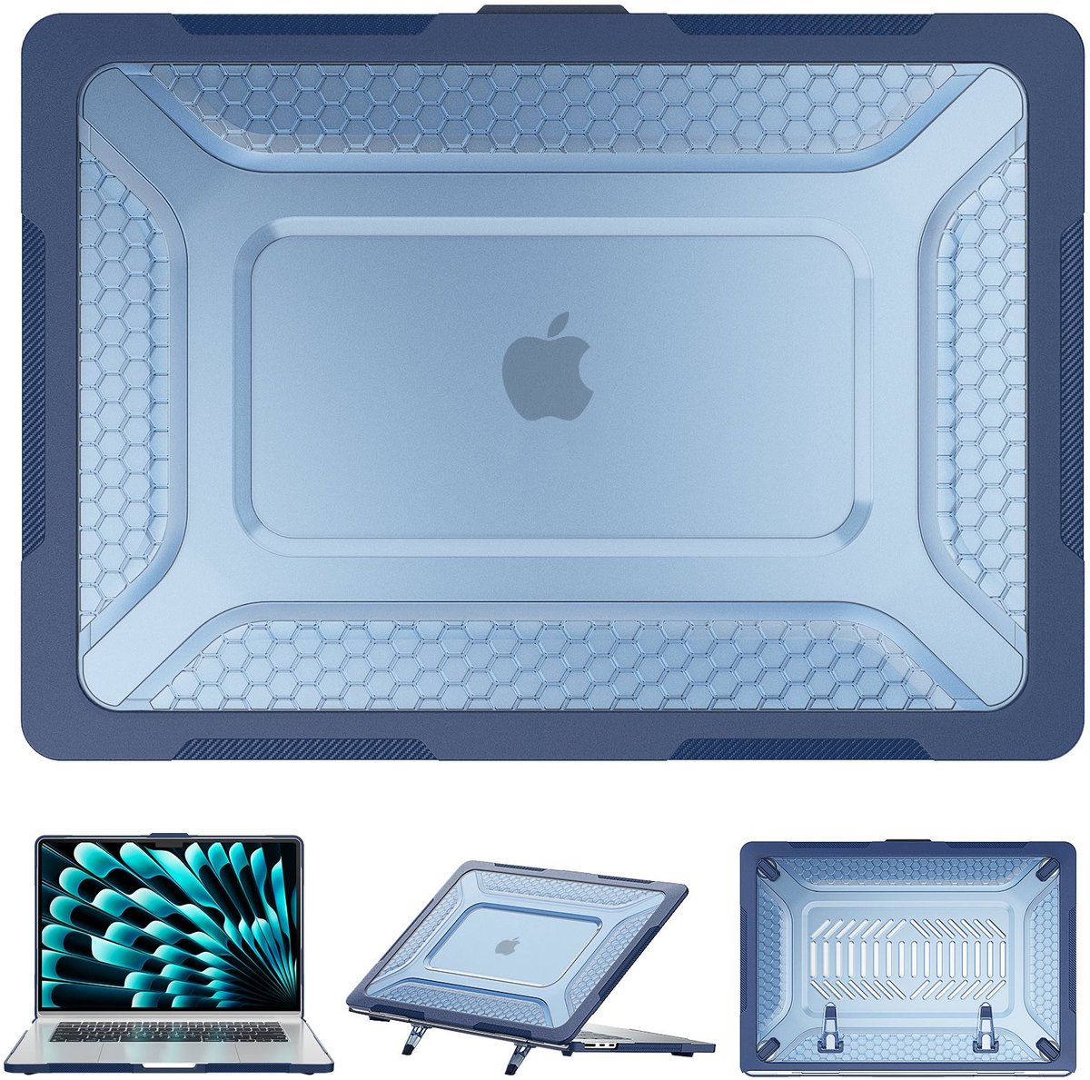 Turtle Shift Laptopcover Shield geschikt voor MacBook Air 15.3' inch - 2024 / 2023 - A2941 / A3114 - Blauw