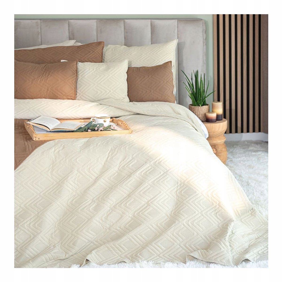 Decoratieve Bedsprei AVILA 170x210 cm - Beige Plaid voor Bank