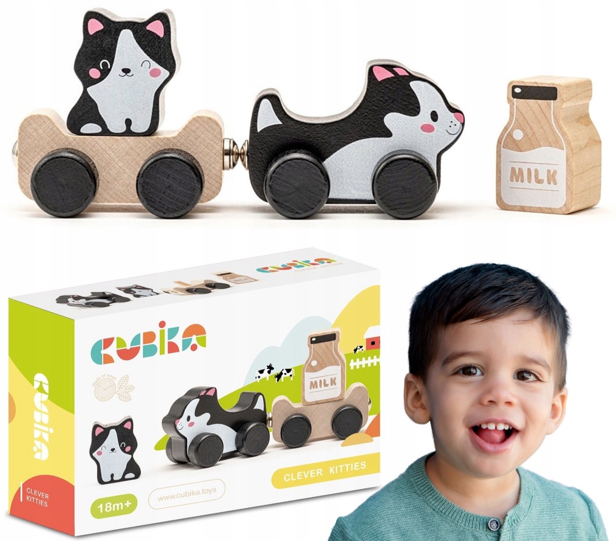 Cubika Houten Magnetische Trein met Vloer - 18m+