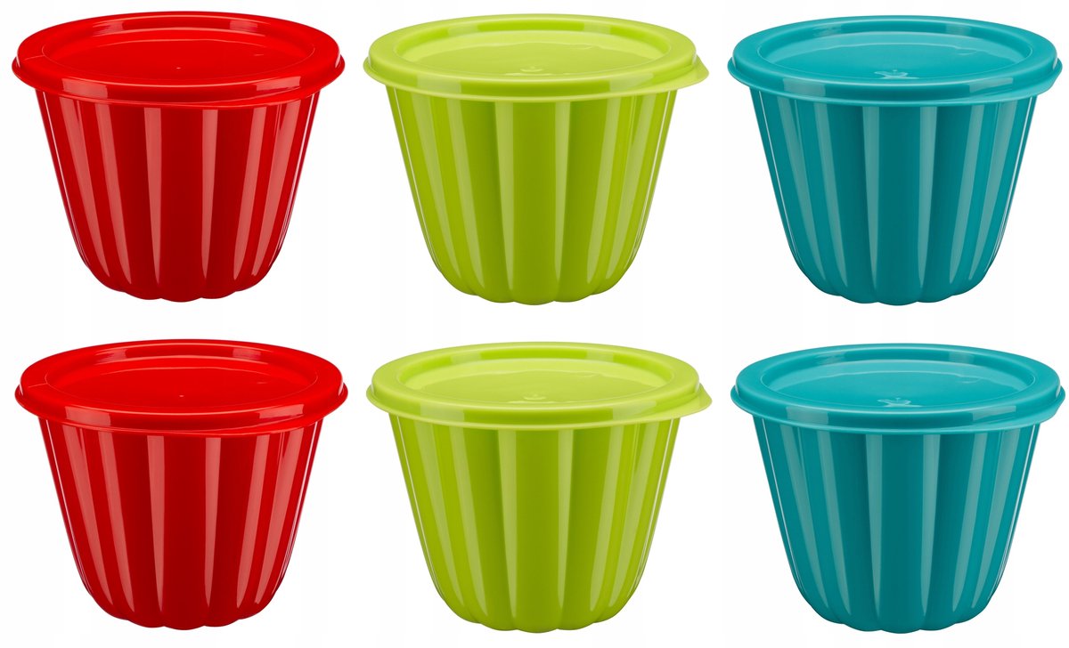 Set van 6 Bakjes voor Desserts, Gelei en IJs - Inclusief Dekseltjes
