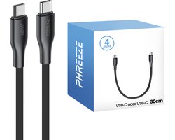 Usb C kabels kort - 4 pack - Usb C naar usb C - Snellader voor telefoon, tablet & laptop